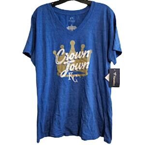 2XL Fanatics Crown Town Kansas City Royals vneck short sleeve tshirt